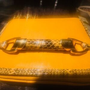 BRAND NEW JIMMY CHOO PYTHON TRIM YELLOW CROSS BODY GOLD CHAIN BAG